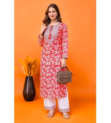 Women Cotton Blend Kurta Pant Set Top Tunic Designer Party Wear Kurti
