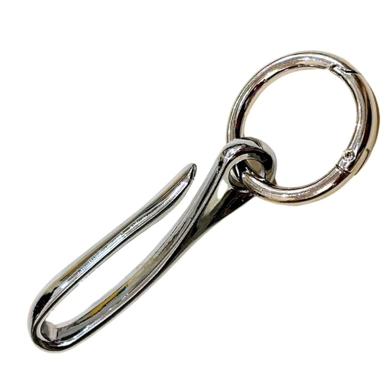 

[DAZUMA] key ring fishing hook key hook antique wallet chain vintage key ring metallic handmade Tsuribari round carabiner Tsurimaru (Silver)