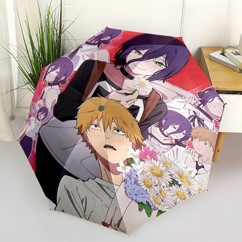 

1pc Anime Characters Automatic Folding Umbrella - Portable 3-Fold Design with Daisy Flowers - Perfect for Fans, Travelers, Daily Use, and Gifts.U029