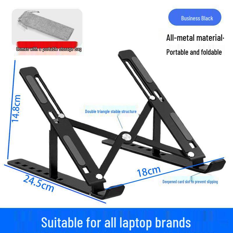 Portable Aluminum Laptop Stand: Foldable, Adjustable Height, Stable Support with Heat Dissipation