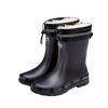 Men's British Style Waterproof Mid-Calf Rubber Rain Boots with Elastic Cuff - Non-Slip Winter Outdoor Fashion