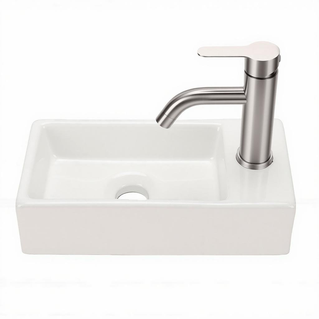 Wall Hung Basin Sink Rectangle Ceramic Wash Basin Set Small Wall Mounted Sink for Bathroom Balcony