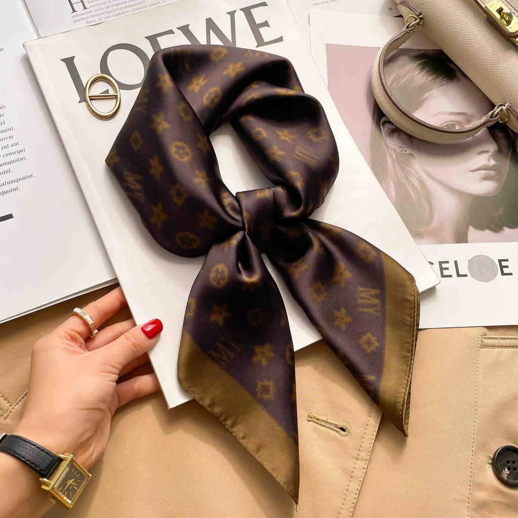 [Complete Works] Black and white simple cashew flower silk scarf premium waist ethnic style waist scarf decorative headscarf scarf workplace