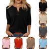 Women's Fashionable Casual Button-down Collar Three-quarter Sleeve T-shirt Top