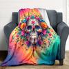 1pc Skull Artwork Soft & Warm Polyester Knit Blanket, Digital Printed, All-Season Throw for Napping, Traveling, Sofa yy250906027