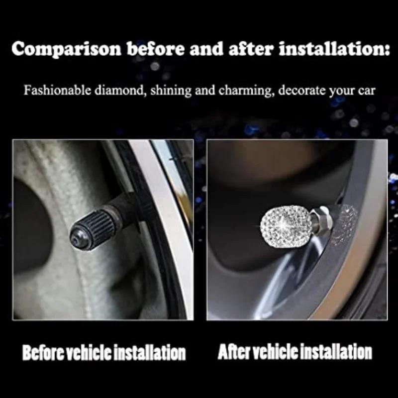 Tire Rhinestone Decor Valve Caps Diamond Bling Bling Shiny Wheel Valve Dustproof Cover Car Motorcycle Tyre Accessories Valve Stems 1