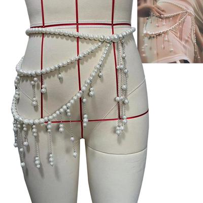 Stilvolle Bauch-Körperkette Damen-Hüftkette Imitation Perlenstruktur Geeignet für Festival und Mode Verschiedene Anlässe