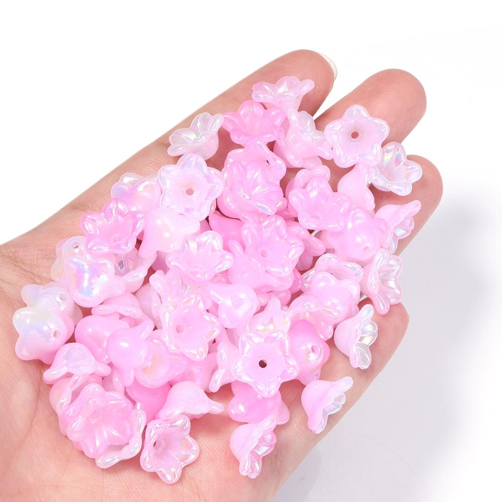 100pcs 6x12mm Flower Acrylic Beads Colorful Bell Orchid Flower Loose Beads For Jewelry Making DIY Bracelets Earrings Accessories