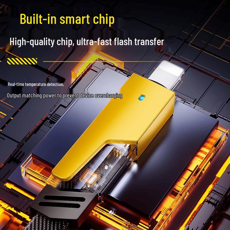 65W Multi-Functional Fast Charging Cable for Apple & Huawei - Four-in-One, Two-to-Two PD Compatible Data Cable