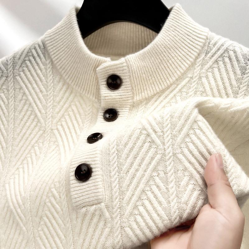 Herren Premium 100% Wolle Dicker Winterpullover mit Jacquard-Design