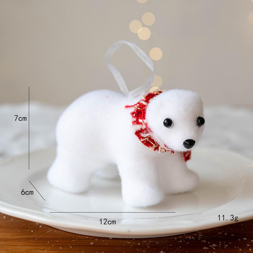 Mini Christmas Bear Pendant White Plush Cute Bear Ornaments Cute Animal Polar Bear Christmas Tree Decora New Year 2026 Kid Gifts