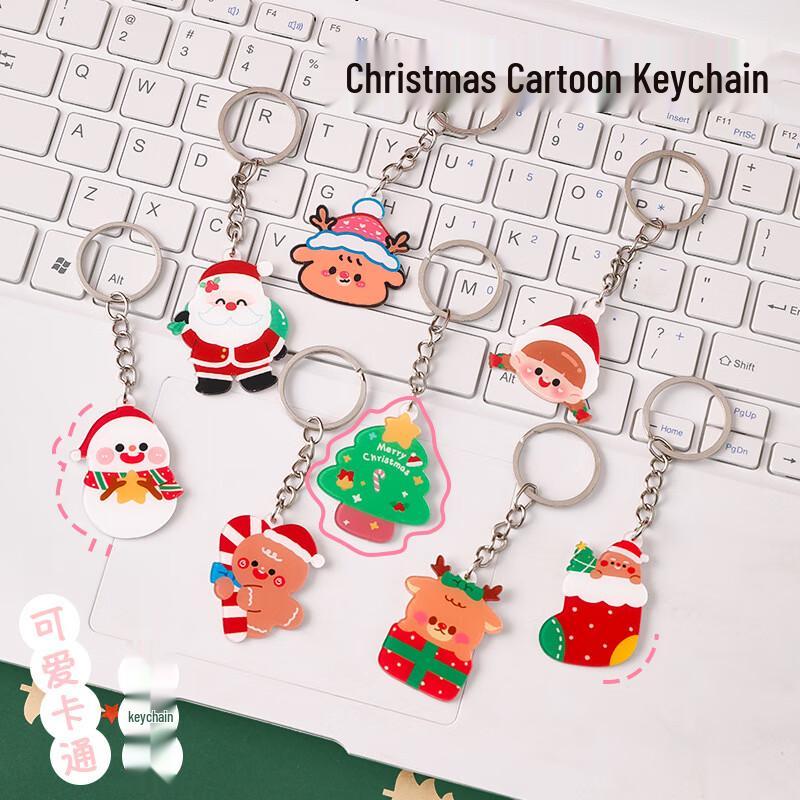 Santa Claus Reindeer Acrylic Christmas Keychain