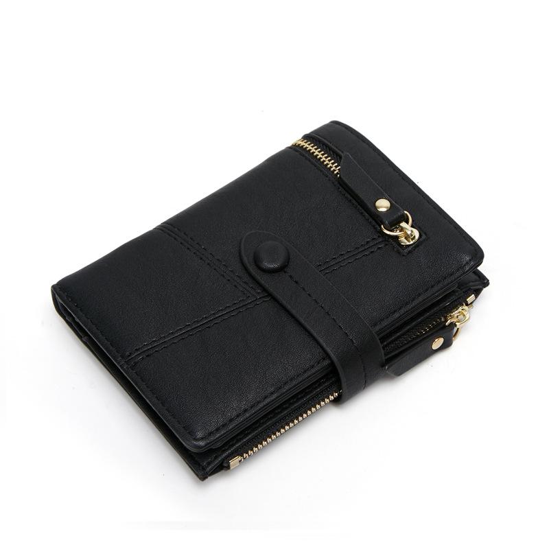 Noul portofel din piele simplu Hasp pentru femei, de culoare solidă, cu fermoar mic, geantă de mână pentru femei, suport pentru carduri, portofele pentru bani.