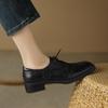 2024 New Vintage Women Pumps Spring Summer Round Toe Thick Heels Mature Shoes Woman Genuine Leather Lace-Up Basic Office Lady