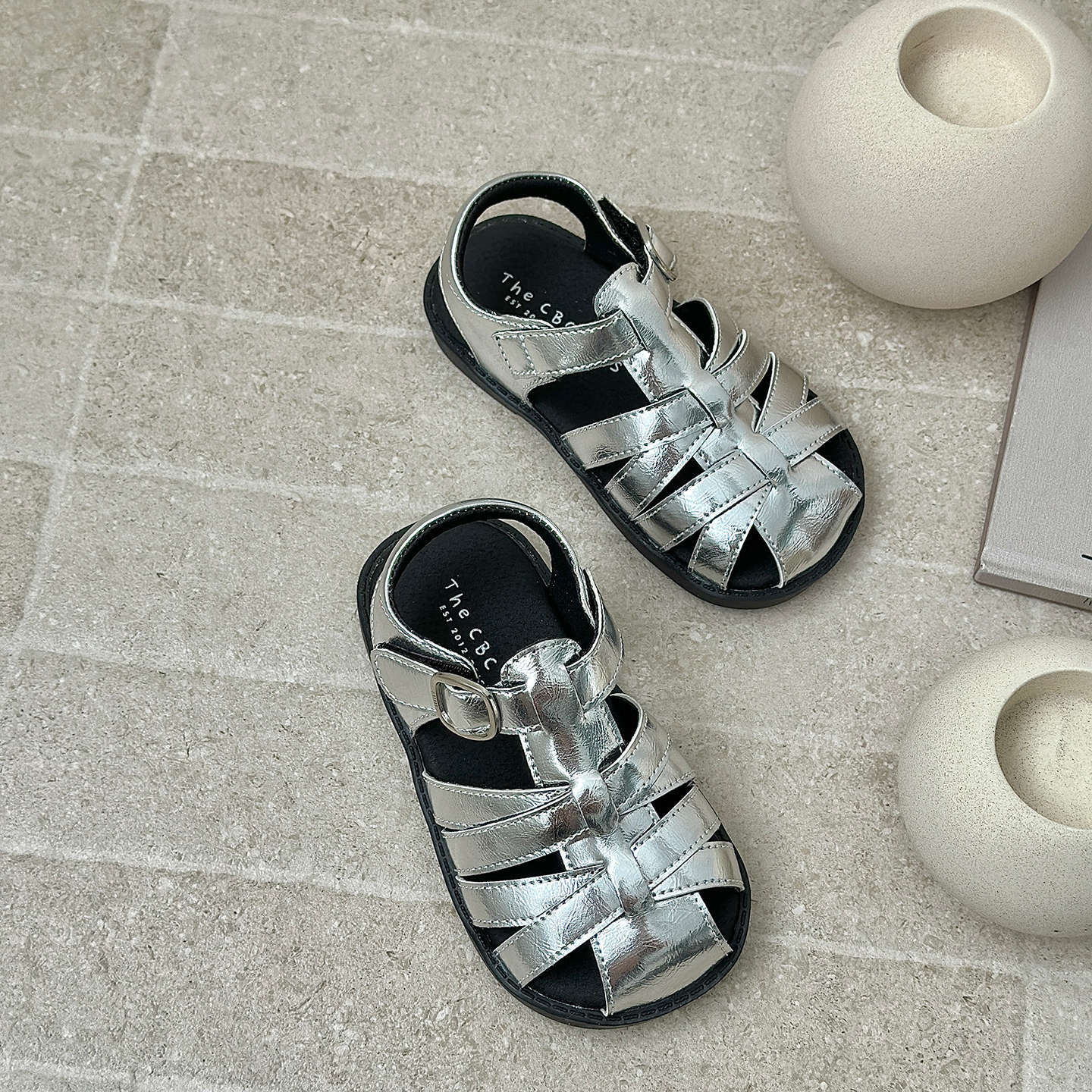 

XSHX French Alai Girls Miao series Sweet cool bag head bag heel sandals Rubber soft sole Non-slip and breathable 25 серебряный