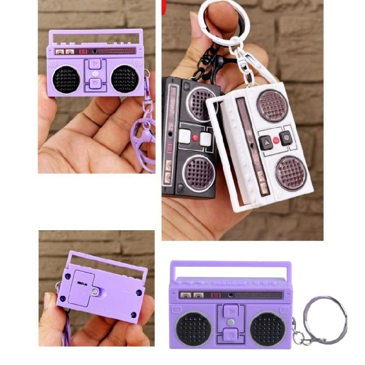 Vintage Tape Recorder Keychain Small Recording Music Box Pendant Keyring Backpack Ornament for Birthday Couple Present