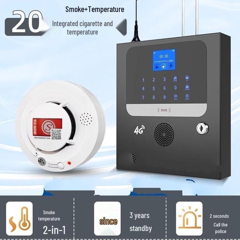 Miflame Fire Detector System with 20 Wireless Smoke & Temperature Sensors