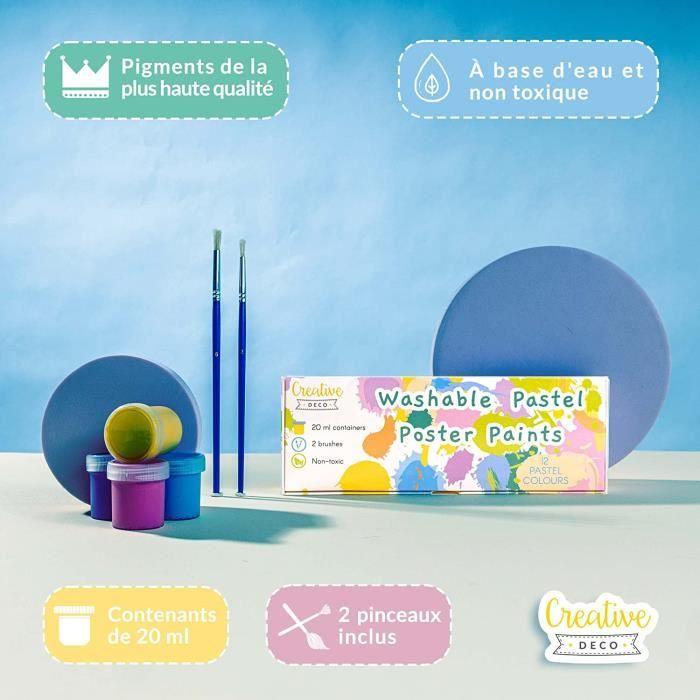 Peinture Enfant Lavable Doigt - Creative Deco - 12x20ml - Couleurs Pastel Intenses Et Pigmentées