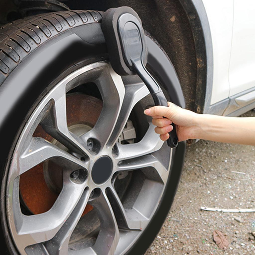 Tire Shine Applicator Tire Dressing Applicator Pad Tire Sponge Applicator Curved Tire Detail Sponge with Handle