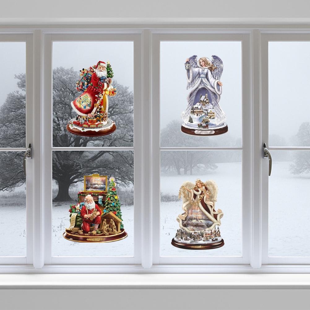 Weihnachten Santa Fenster Paste Aufkleber PVC Engel Frohe Weihnachten Party Wandaufkleber