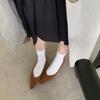 Fashion SUOJIALUN 2024 Autumn Women Flat Shoes Fashion Pointed Toe Shallow Slip On Baot Shoes Soft Low Heel Outdoor Dress Single Shoes
