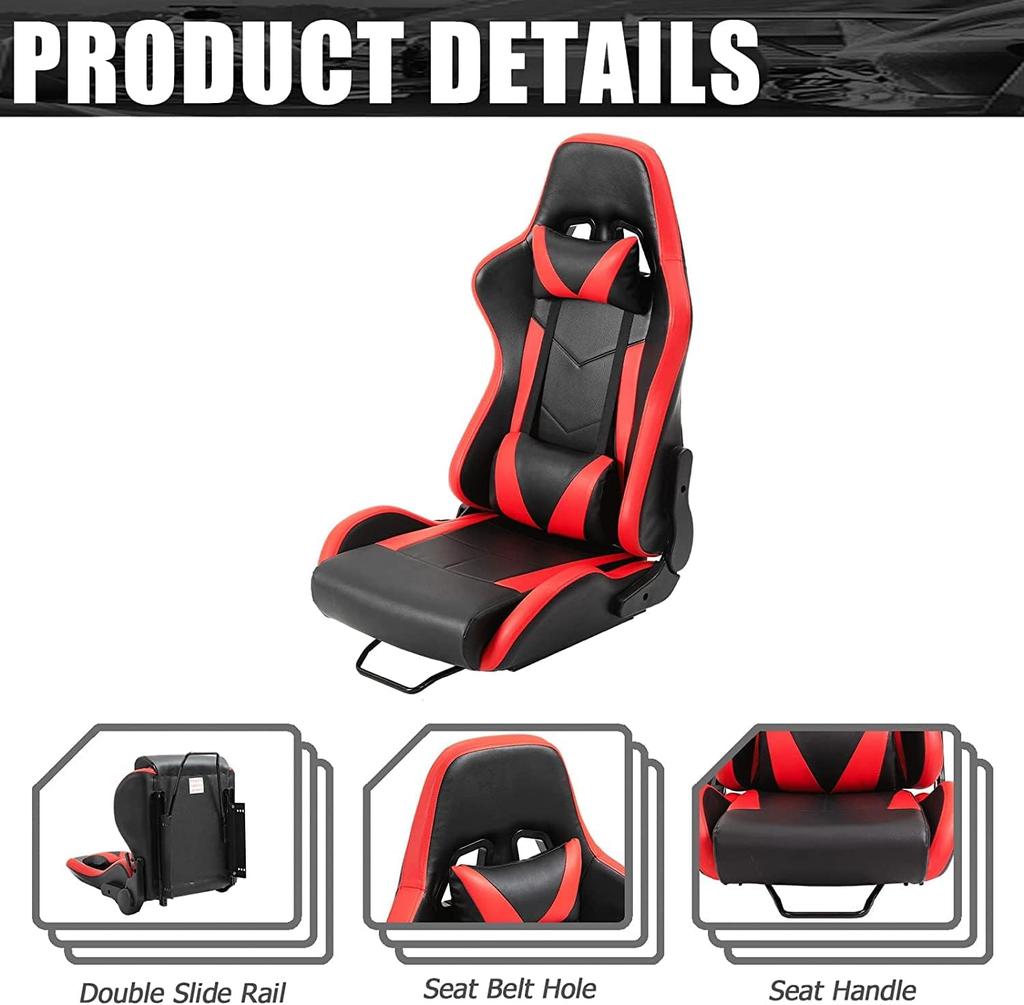 Dardoo Racing Car Game Bucket Cockpit Racing Car Wheel Mount Chair Electronic Gaming Chair with Adjustable Double Slide Adaptive Game Simulator Red
