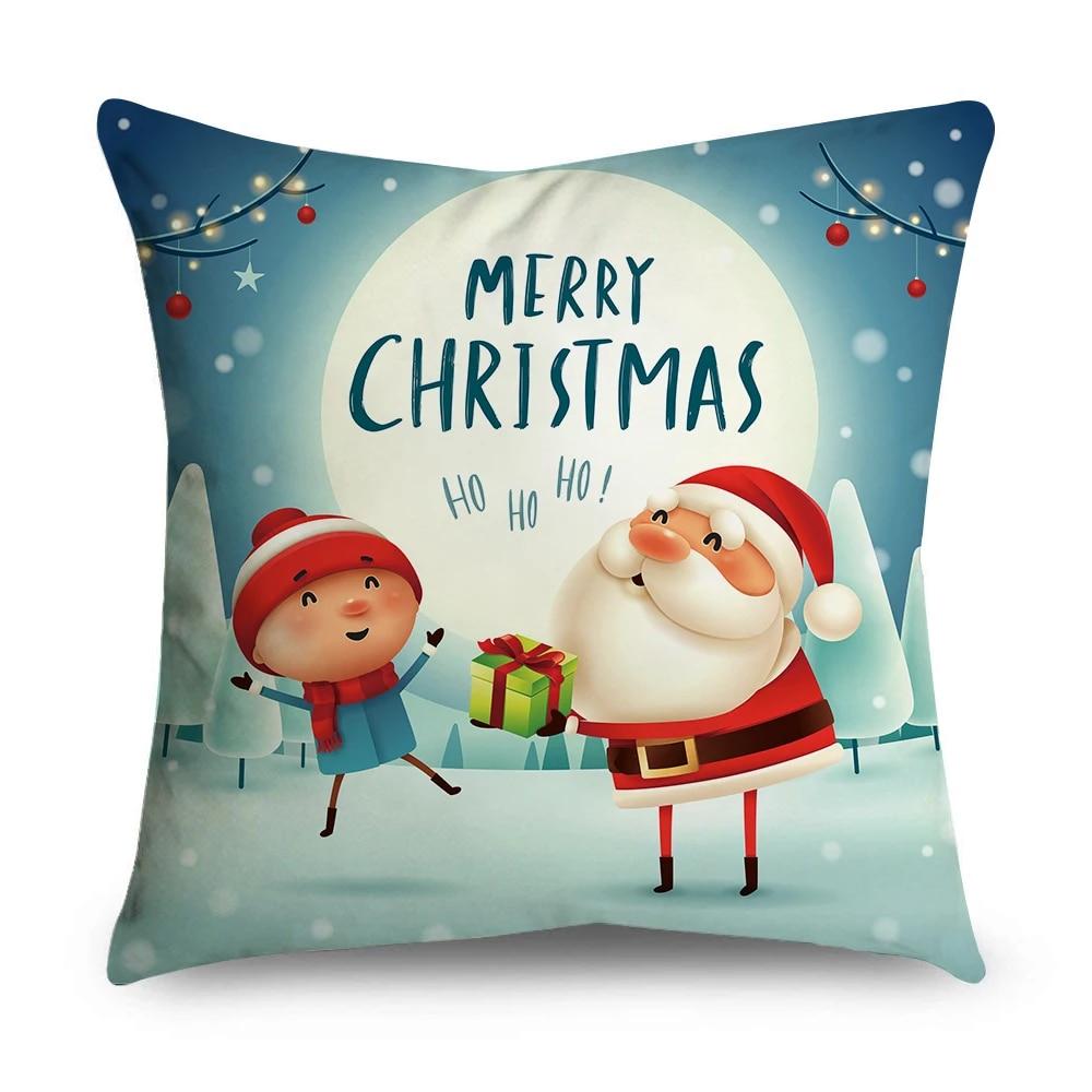 Christmas Pillowcase Animal Moose Sleigh Wreath Santa Claus Snowman Christmas Decoration Office Sofa Bed Car Throw Pillowcase
