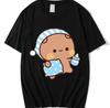 Couple Shirts Kawaii Cute Bubu Panda Going To Sleep With Dudu Bear Graphic Tshirt Cotton Unisex Unisex Clothes Long Sleeve Tees