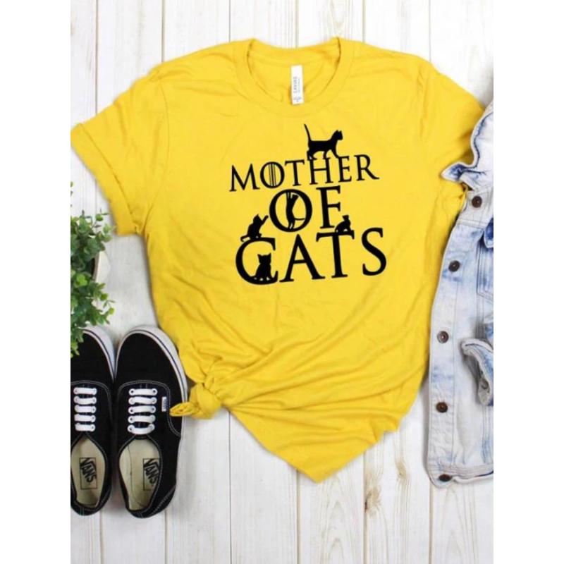 

Футболка с принтом «Мать кошек» женская, с коротким рукавом, с круглым вырезом, свободная женская футболка, женская модная футболка, топы, одежда, женские рубашки XS