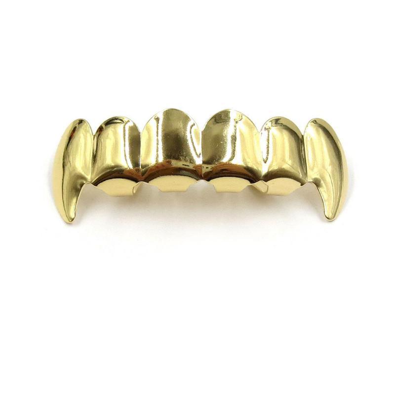 Hip Hop Zubní Grillz Pokovené Zubní Grillz Lesklý Kovový Kryt Zubů Pro Halloweenskou Párty Cosplay Vystoupení Hudební Festivaly