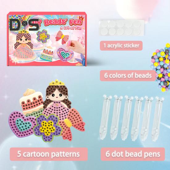 DIY Faux Diamond Painting Kit Cartoon Princess Beads Painting Set Pen Beads Stickers Patterns Painting Kit Gift for Beginners Kids