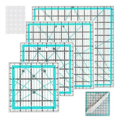 4Pcs Acrylic Quilting Ruler with Non-Slip Rings 4.5/6/9.5/12.5-Inch Square Fabric Cutting Patchwork