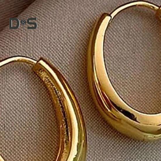 1 Pair Huggie Earrings Retro Geometric Solid Color Anti-allergy Electroplated Lightweight Stainless Ear Decoration Jewelry Commute Ear Hooks