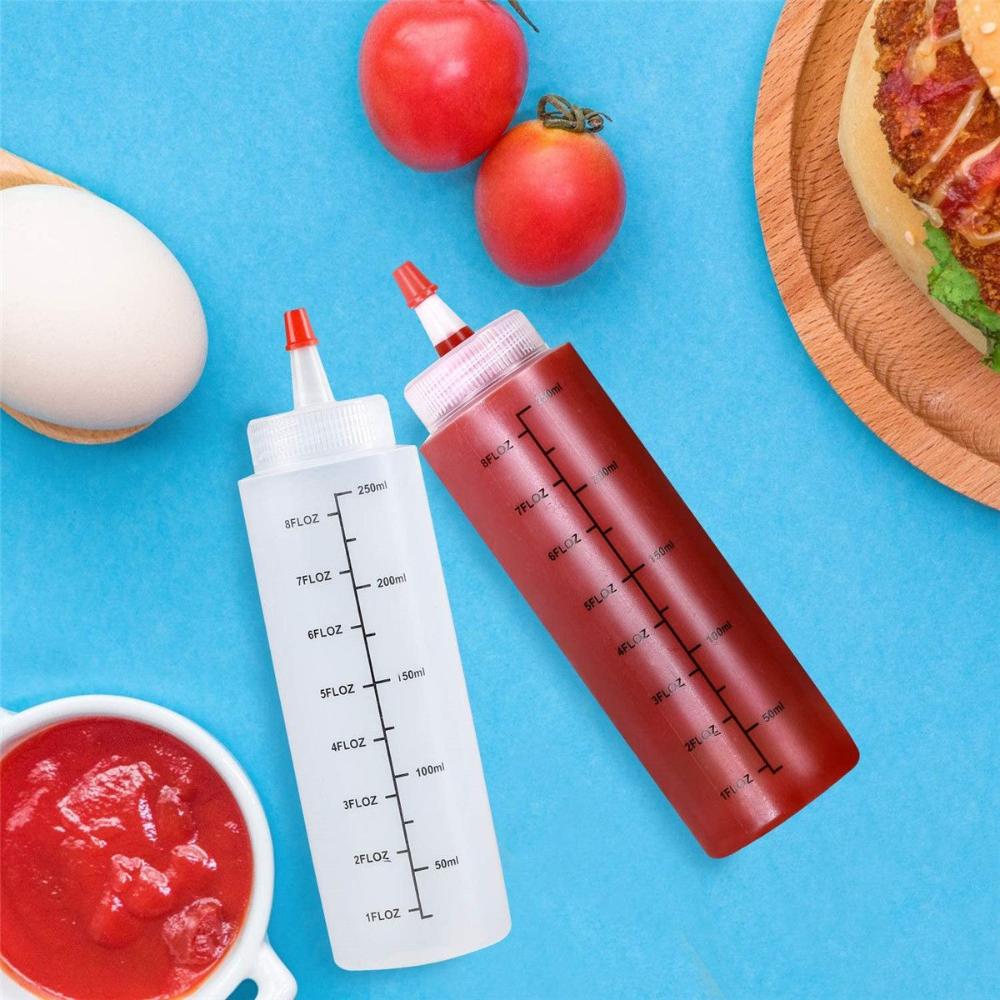 Transparent Oils Juice Plastic Squeeze Squirt Bottle Squeeze Dispensing Bottles Capacity Top Cap