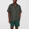 Kith Seersucker Boxy Collared Overshirt Stadium Men Tops Green KHM033372-302
