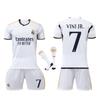 Real Madrid Vinicius Kids Soccer Jersey White Youth Sports Equipment