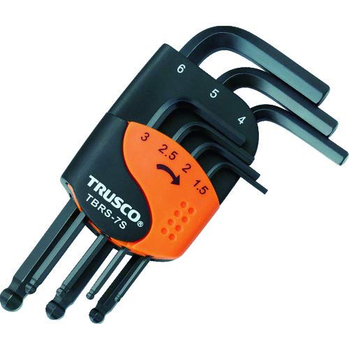 TRUSCO Ball Point Hex Wrench Set, Short Type, 7-Piece Set (TBRS-7S x 10S) [Case Sale]