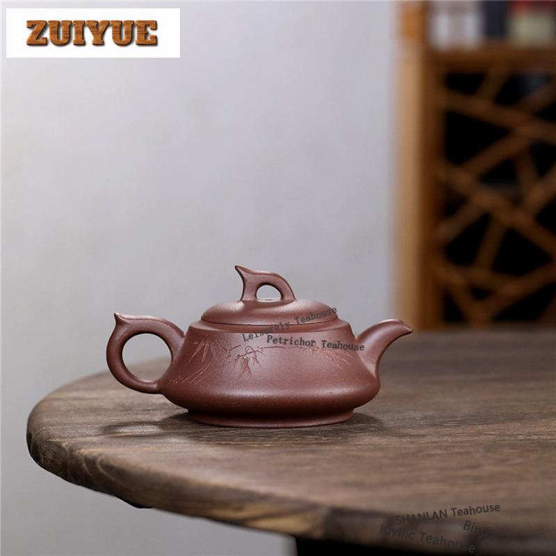 170ml Boutique Yixing Purple Clay Teapots Handmade Pot Raw Ore Purple Mud Kettle Chinese Zisha Tea Set Collection Craft Gift