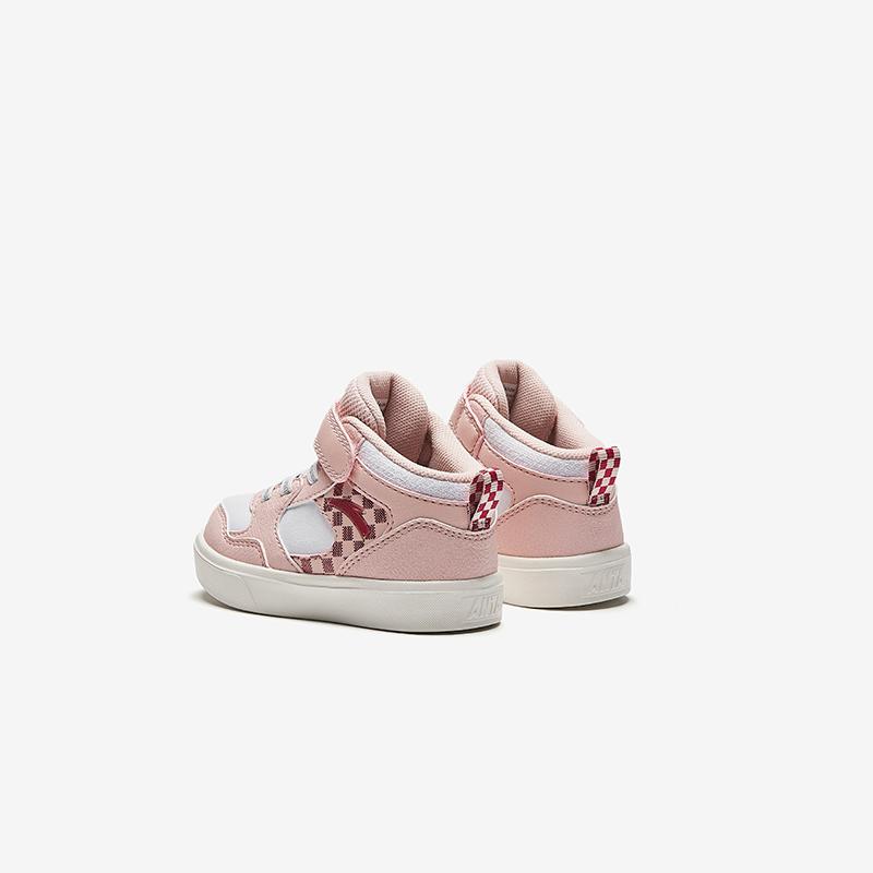 Anta Kids Synthetic Leather Fashion Versatile Warm Waterproof High-Top Walking Shoes Baby shoes Hazy-Pink White A22440050-2