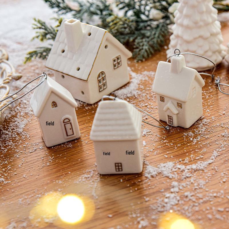 NUCHI Mini Ceramic Christmas Tree & Ornaments Set – Santa, Snowman, and Holiday Decorations