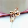 Purple Gold Temperament Fashion Double Ball Smooth Ring Rose Gold Plated Double Bead Ring
