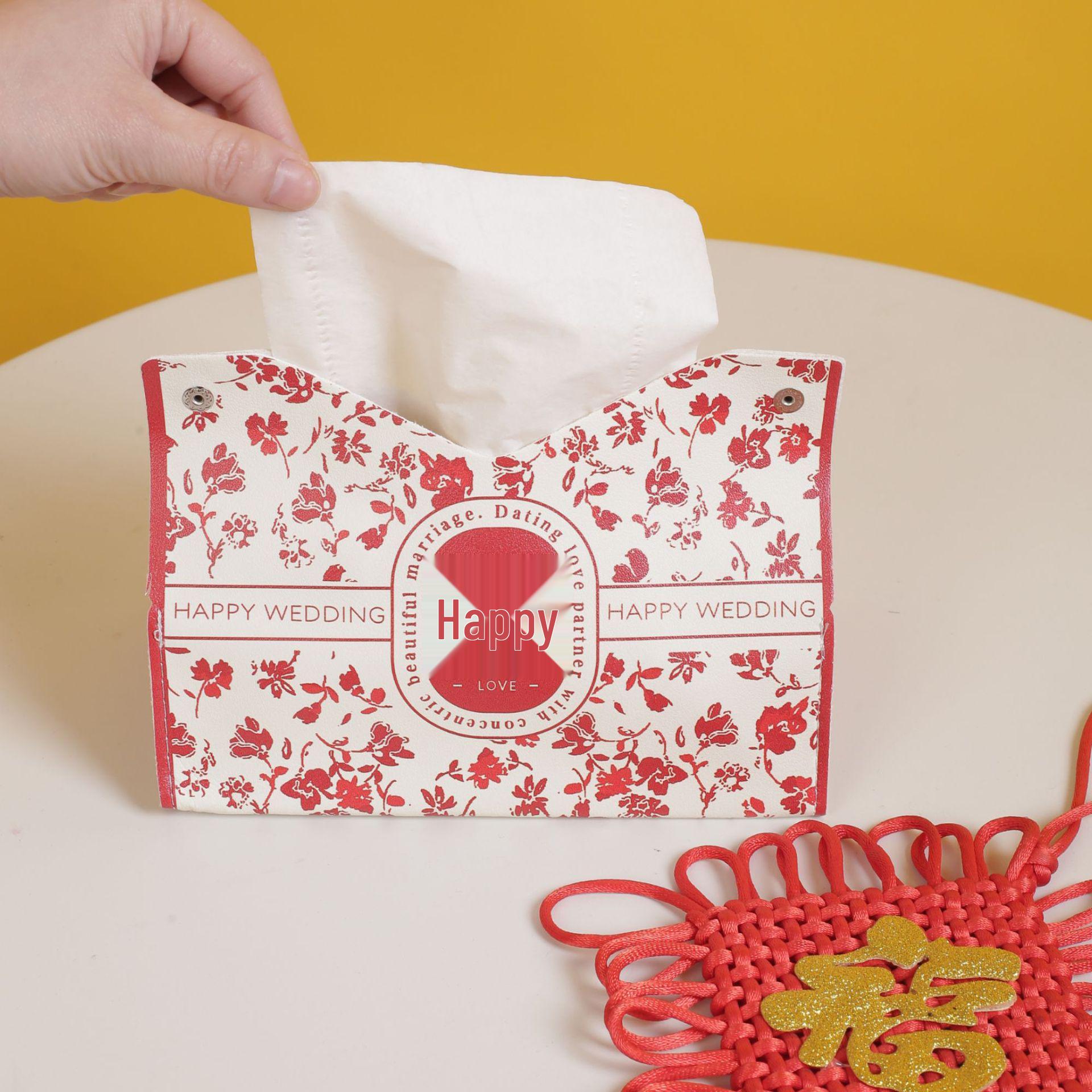 Красная китайская свадебная коробка для хранения салфеток и конфет для автомобиля и спальни