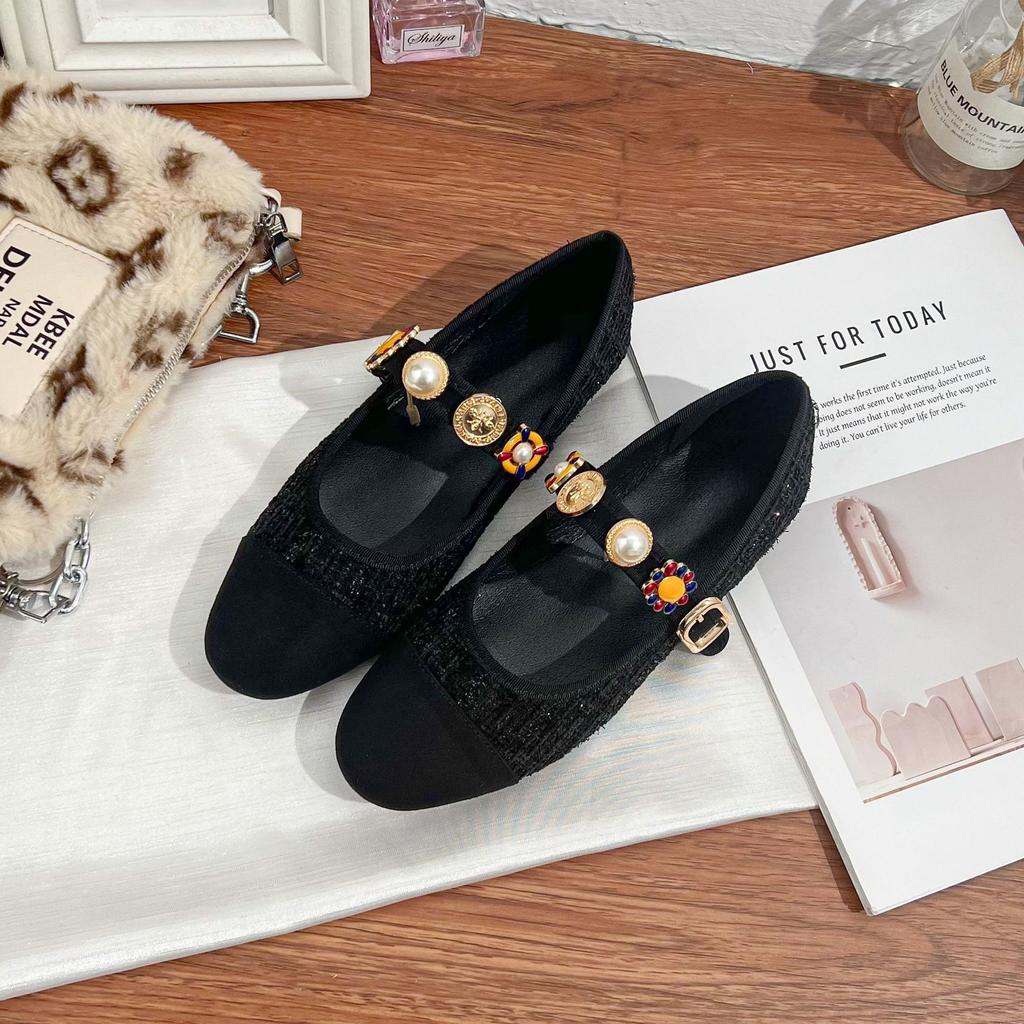 Grape Mother Xiaoxiangfeng Flat-soled Single Shoes Women's Fashion Outer Wear Soft-soled Mother Shoes Small Gold Coins with Mary Jane Shoes