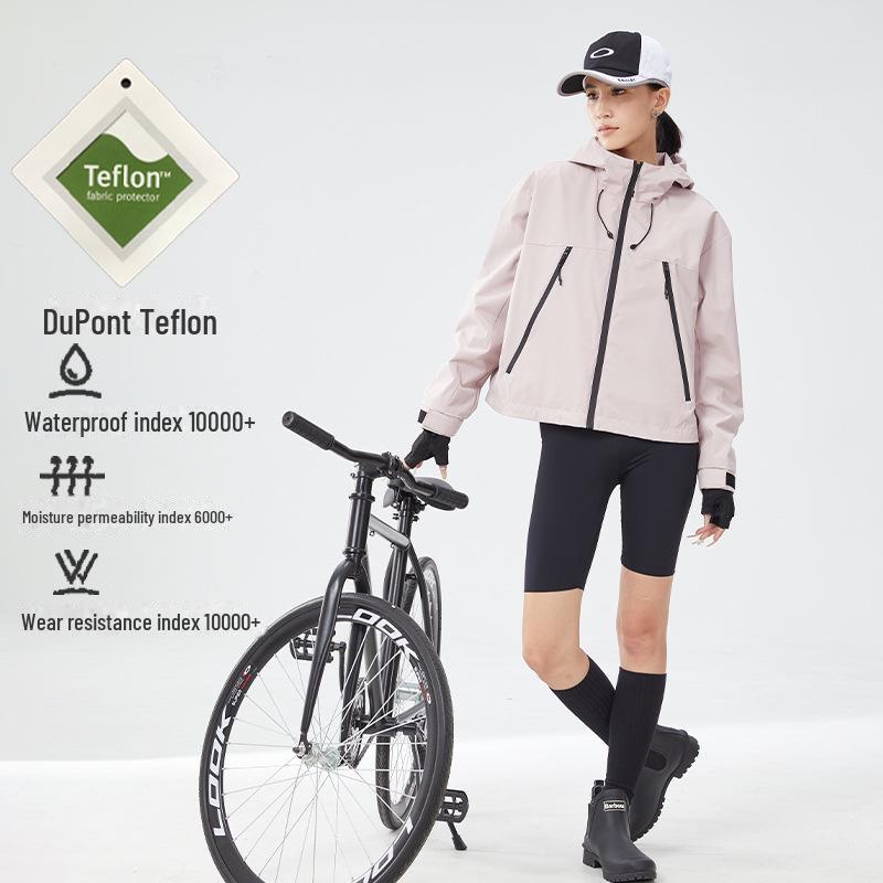 Dupont Damen Three-Proof wasserdichte, atmungsaktive Windjacke zum Radfahren und Wandern – kurz, locker, leicht zum Bergsteigen