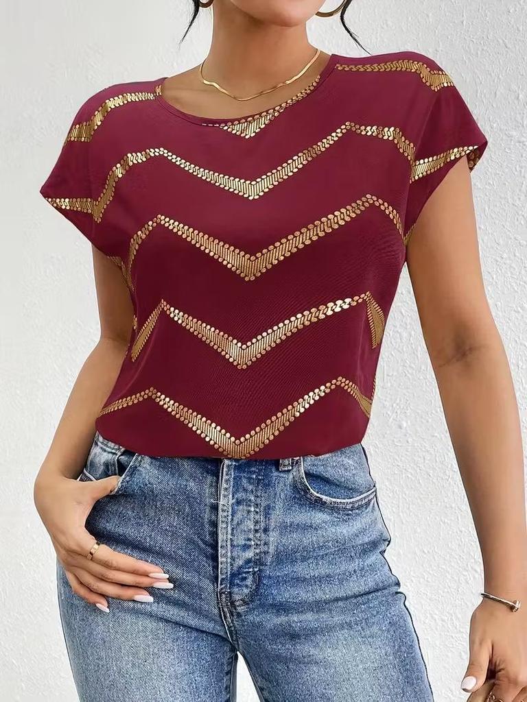 Women's 2025 Spring/Summer Round Neck Batwing Sleeve T-Shirt – Casual Elegance for Dates, Parties, Gatherings.