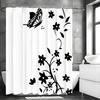 Black and White Floral Butterfly Shower Curtain, Bathroom Decorative Shower Curtain, Waterproof Shower Curtain with Hooks