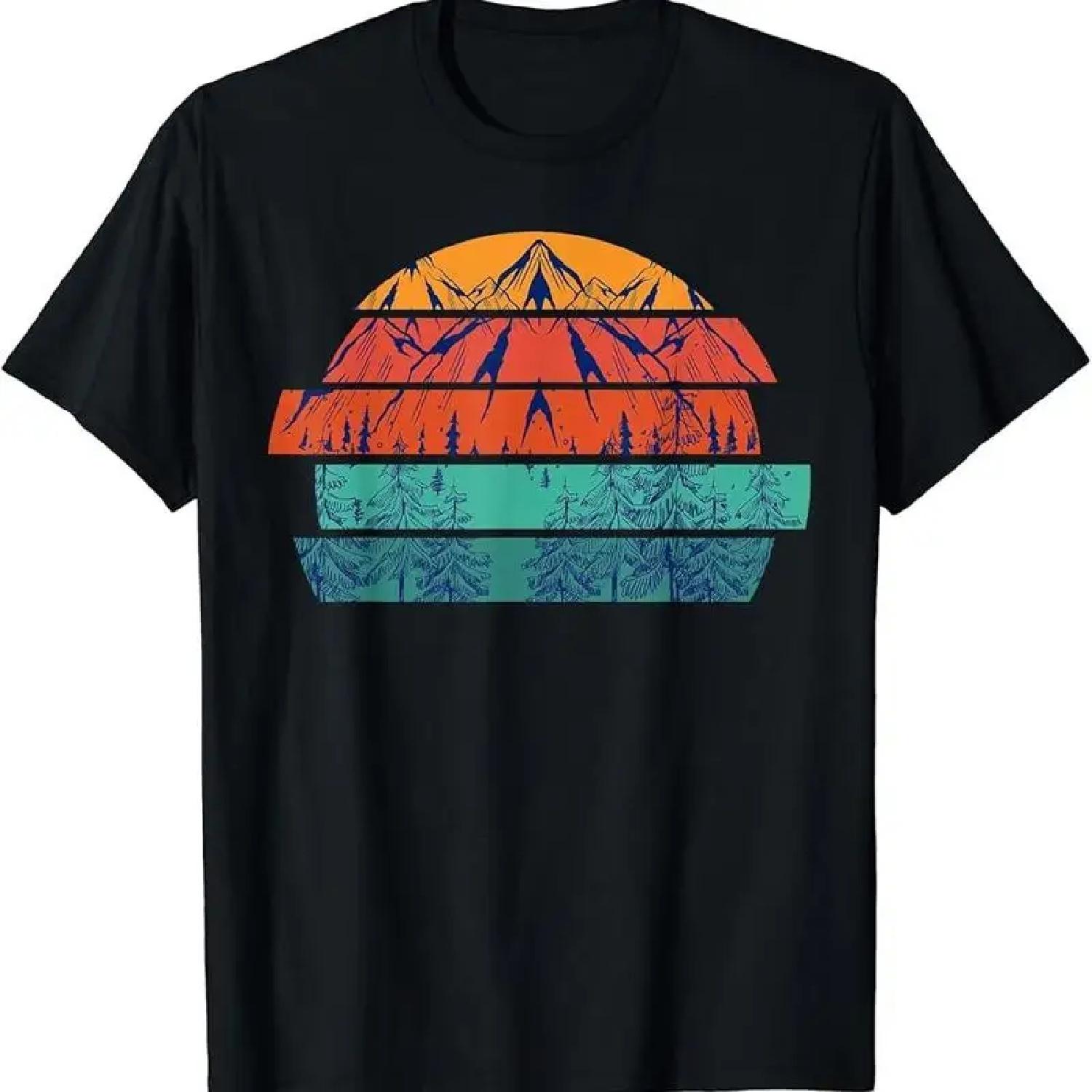 Retro Outdoor Mountains Nature Wildlife Forest Trees Hiking T Shirt XXXXXL разноцветный