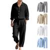 Herren lockeres lässiges Leinen-Langarmhemd und lange Hose Set