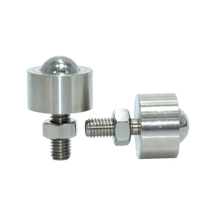 Ball Transfer Unit with Steel Body, Mount Collar and Base Post for Material Guidance and Fixture Base Tasks Use