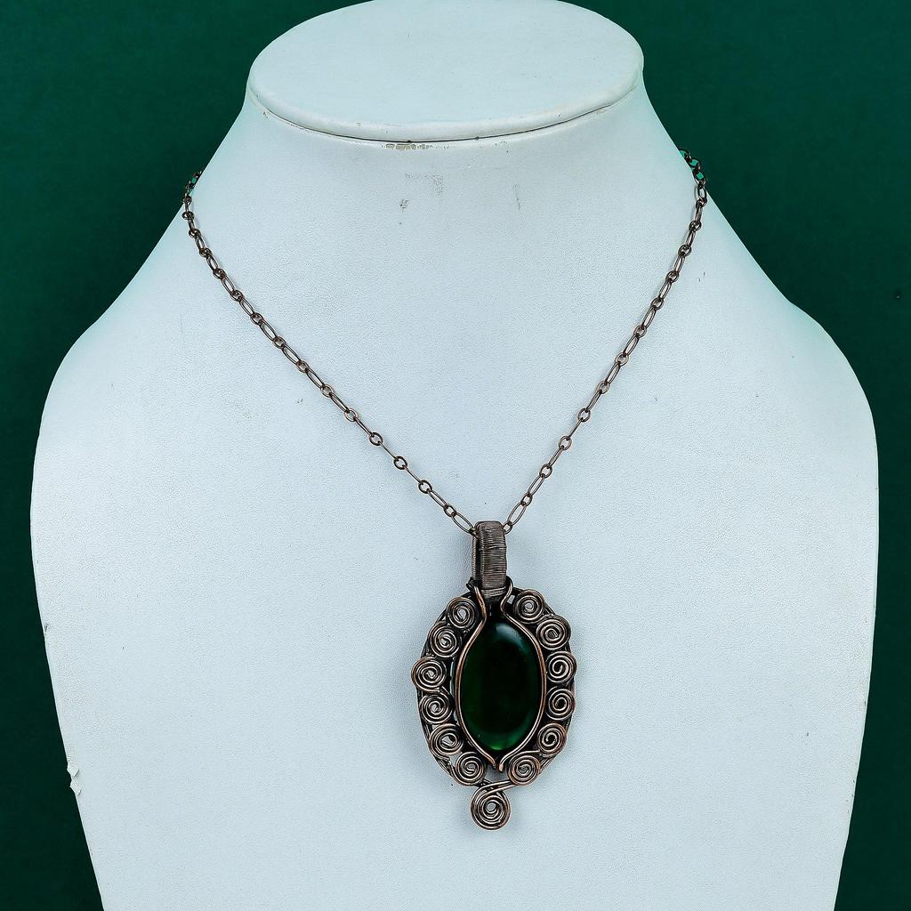 Green fire labradorite pendant handmade designer jewelry copper wire wrapped pendant genuine gemstone pendant fashionable jewelry for gift